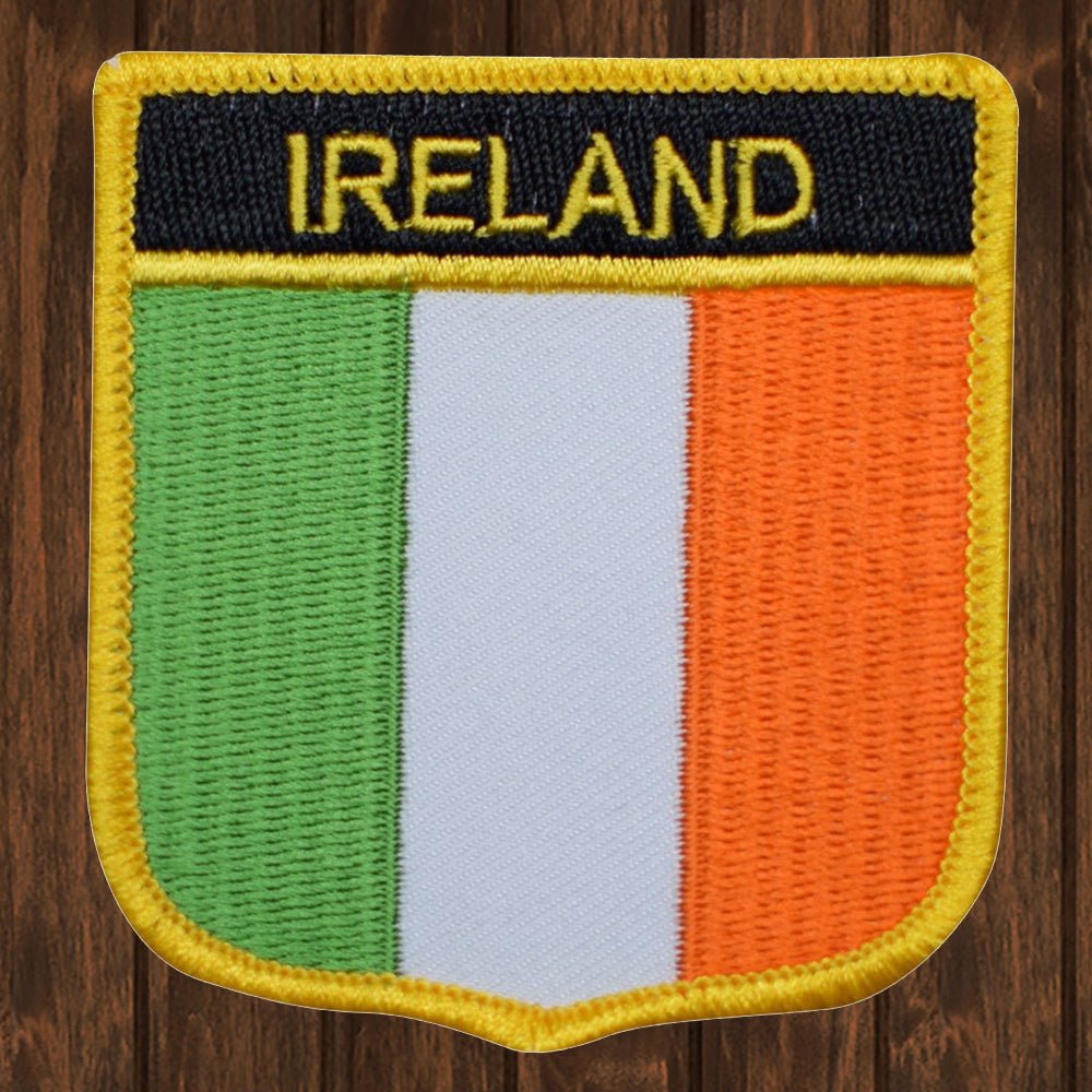 embroidered iron on sew on patch ireland shield