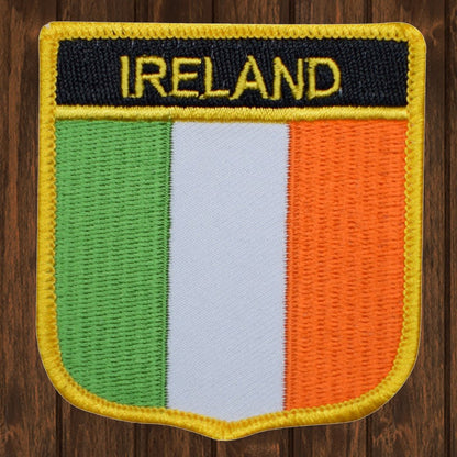 embroidered iron on sew on patch ireland shield