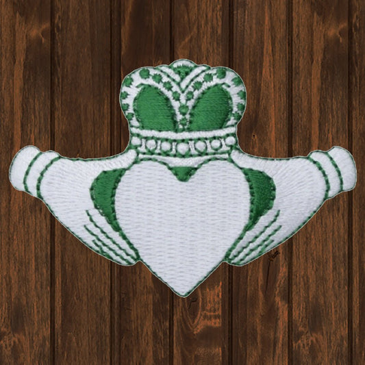 embroidered iron on sew on patch irish claddagh green