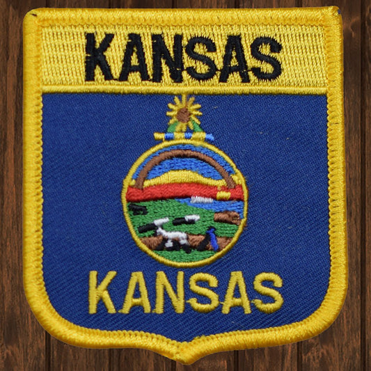 embroidered iron on sew on patch kansas