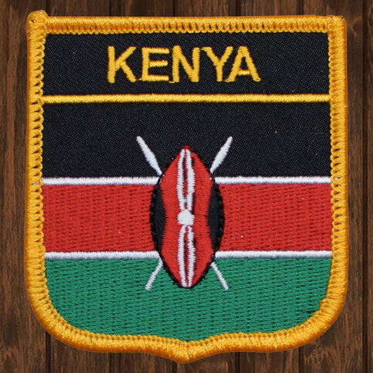 embroidered iron on sew on patch kenya shield