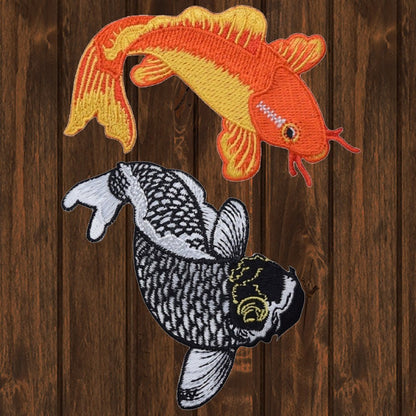 embroidered iron on sew on patch koi fish set