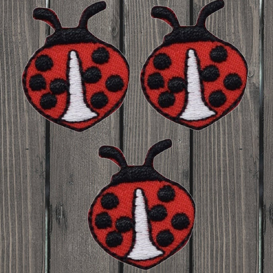 embroidered iron on sew on patch ladybug red white small