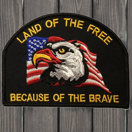 embroidered iron on sew on patch land of the free