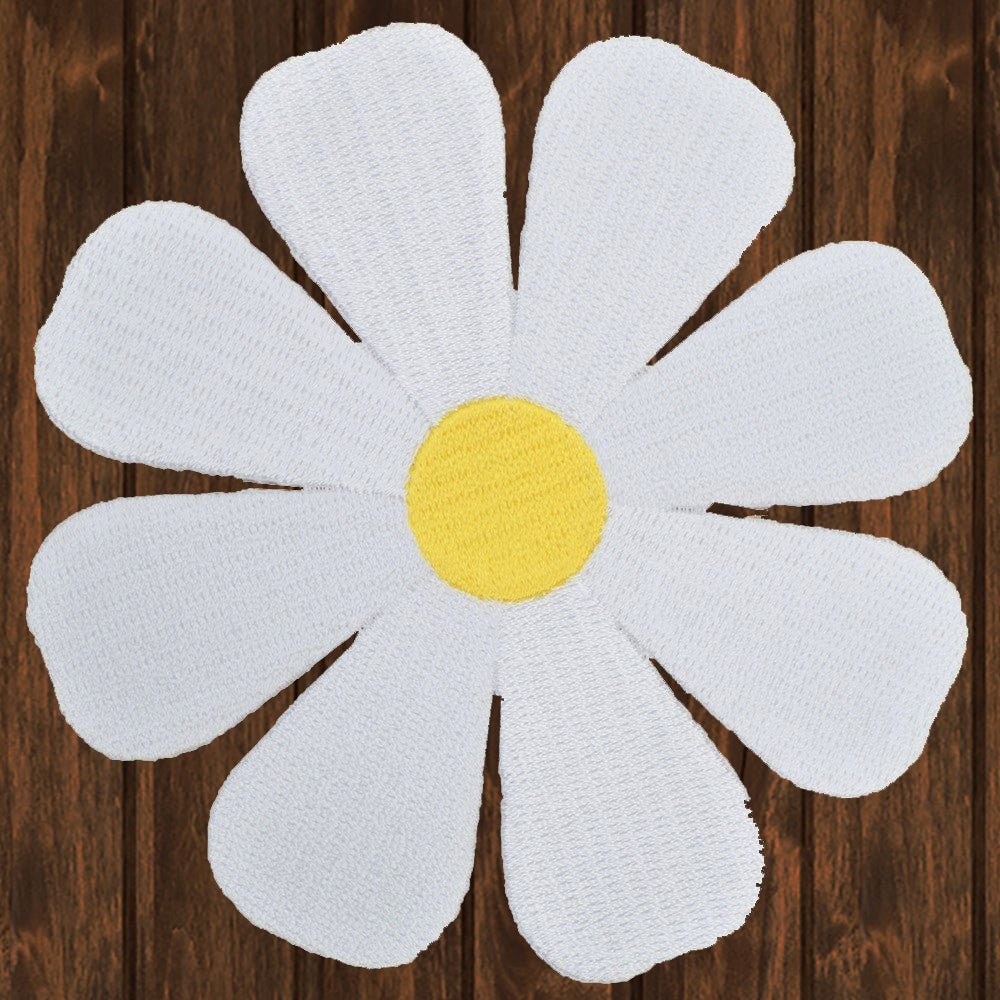 embroidered iron on sew on patch large daisy yellow