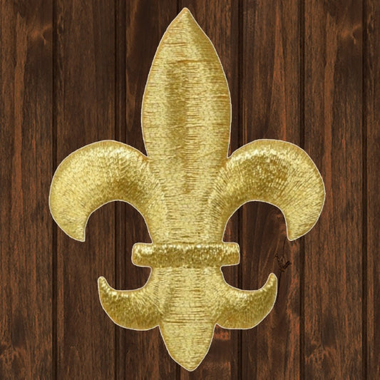 embroidered iron on sew on patch large gold fleur de lis