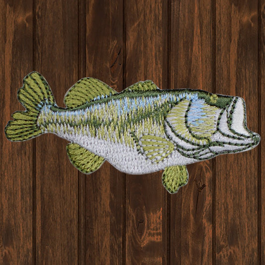 embroidered iron on sew on patch large mouth bass