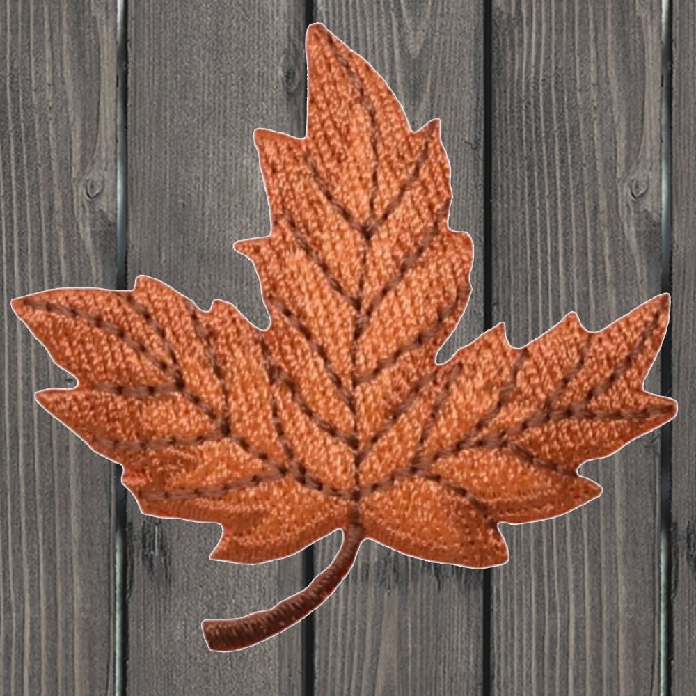 embroidered iron on sew on patch leaves leaf orange