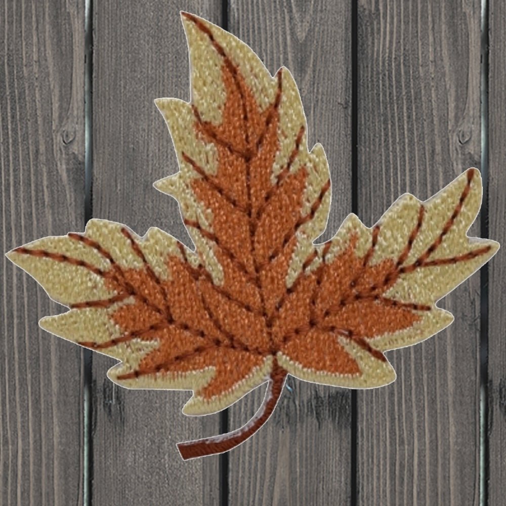 Tan Patch Pattern Tan & Brown Leaf Applique Patch — Iron On | Paddy's Patches