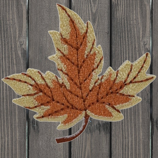 embroidered iron on sew on patch leaves leaf tan