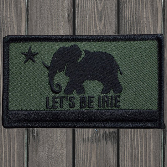 LET'S BE IRIE Elephant Patch - Irie California Flag, Olive Green and Black (Iron on) - Let's Be Irie™