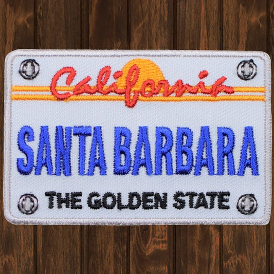 embroidered iron on sew on patch license plate santa barbara california