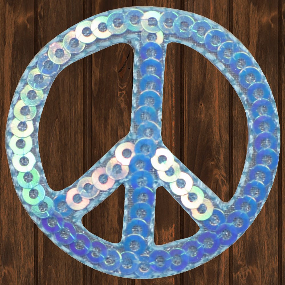 embroidered iron on sew on patch light blue peace