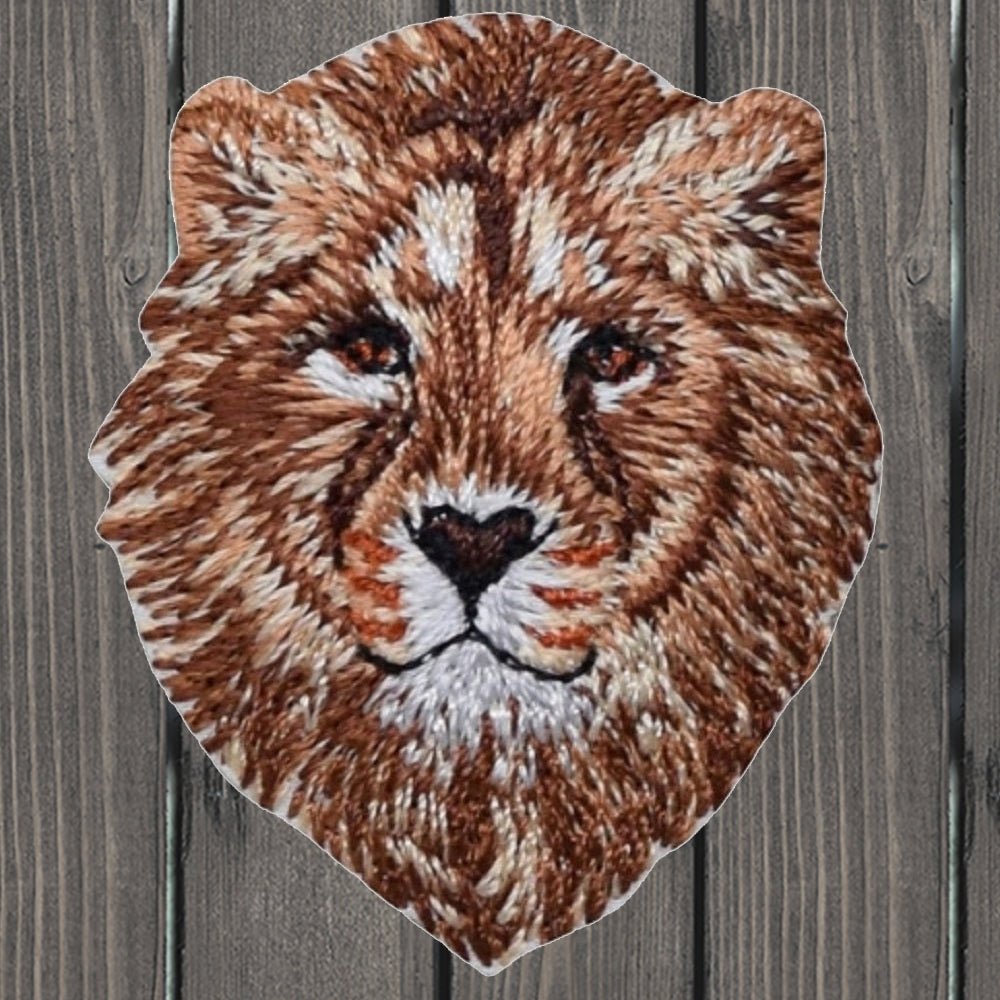 embroidered iron on sew on patch lion head small 2