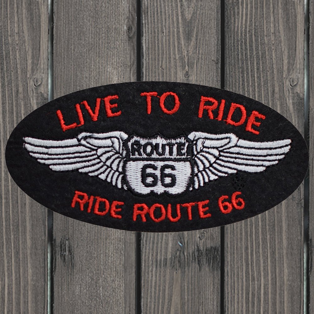 embroidered iron on sew on patch live to ride 66