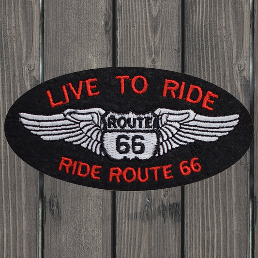 embroidered iron on sew on patch live to ride 66