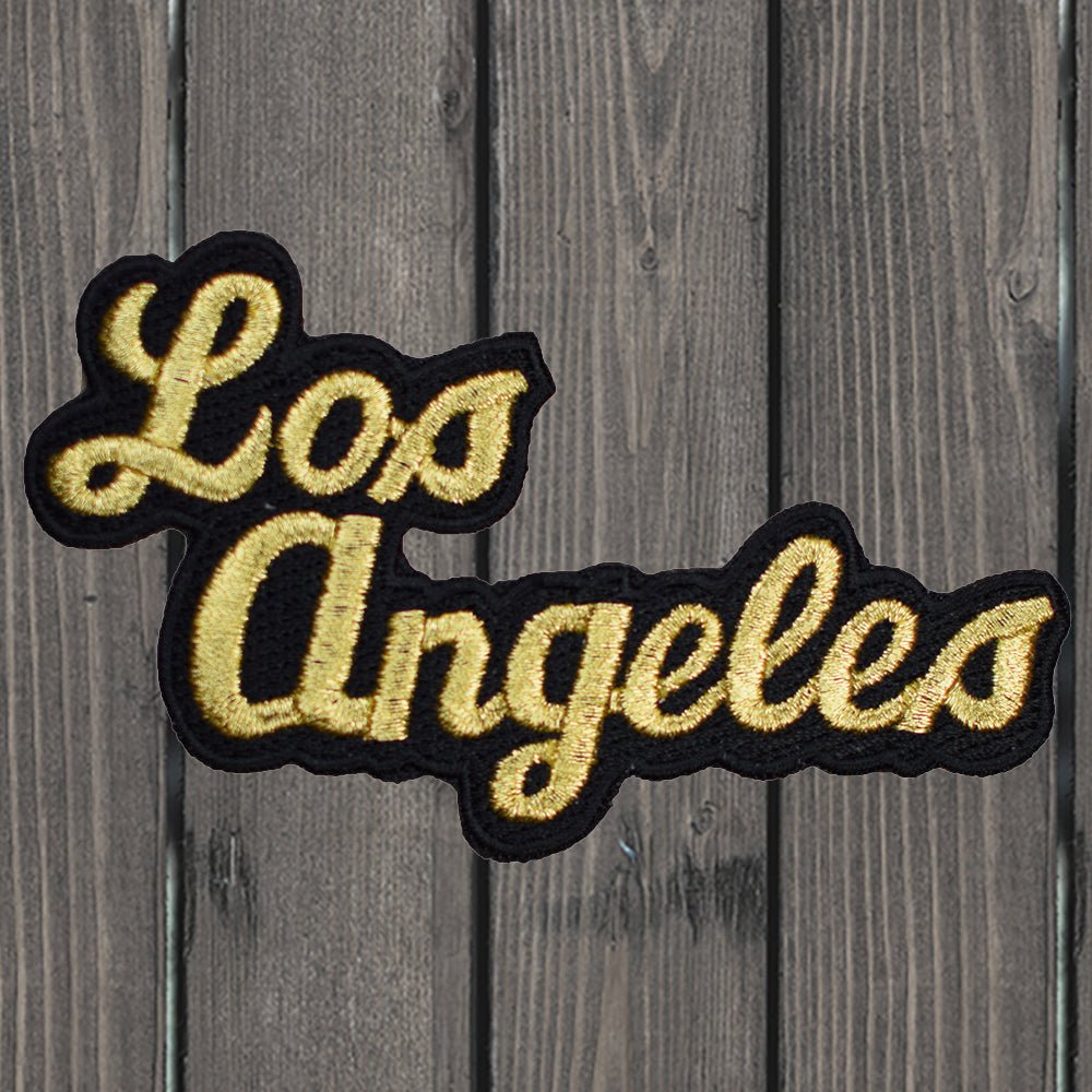 embroidered iron on sew on patch los angeles gold black 2