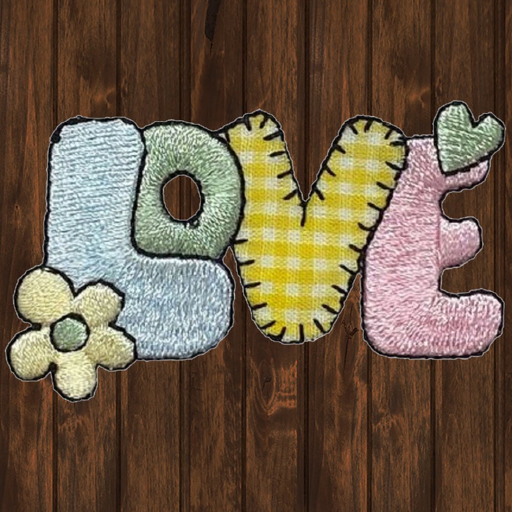 embroidered iron on sew on patch love bubble text