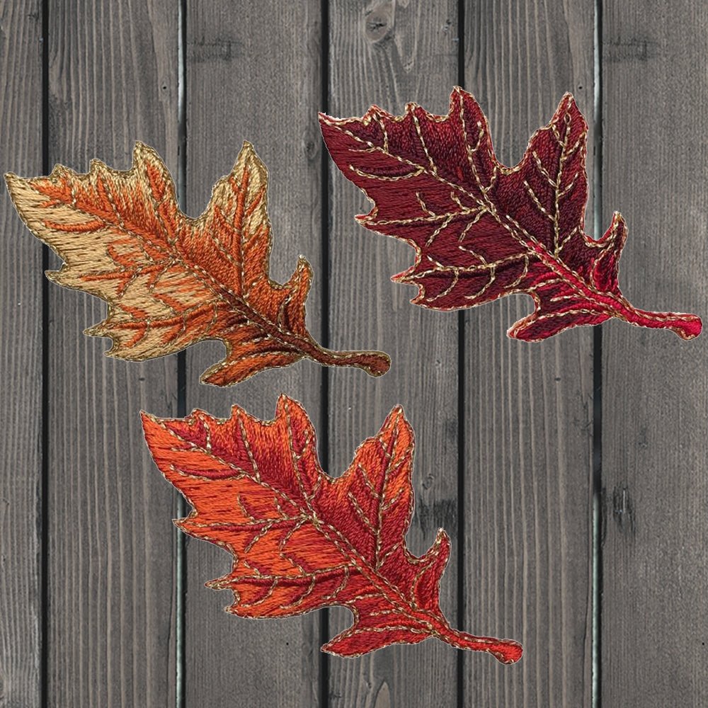 embroidered iron on sew on patch maple leaf set
