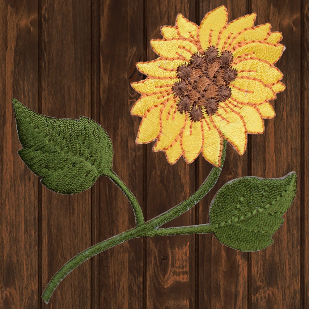 embroidered iron on sew on patch medium sunflower