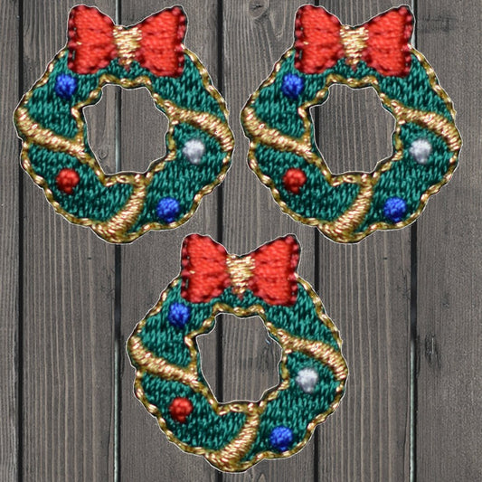 embroidered iron on sew on patch mini christmas wreath