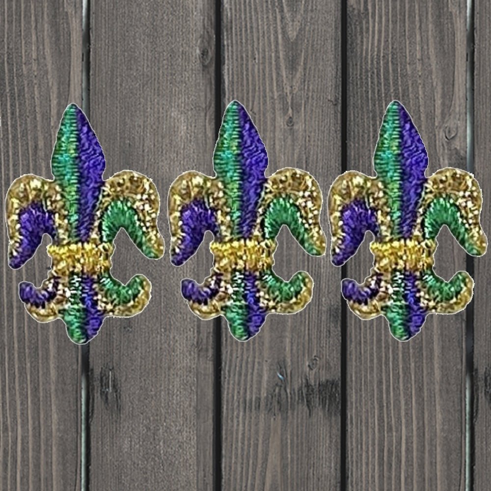 embroidered iron on sew on patch mini mardi gras fleur pack