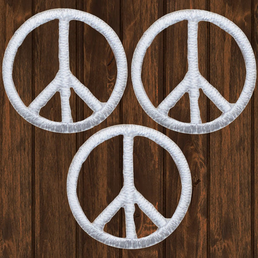 embroidered iron on sew on patch mini white peace