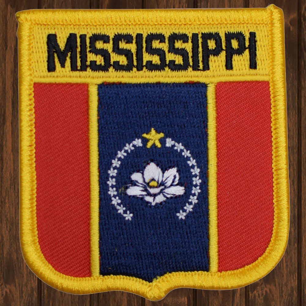 embroidered iron on sew on patch mississippi shield