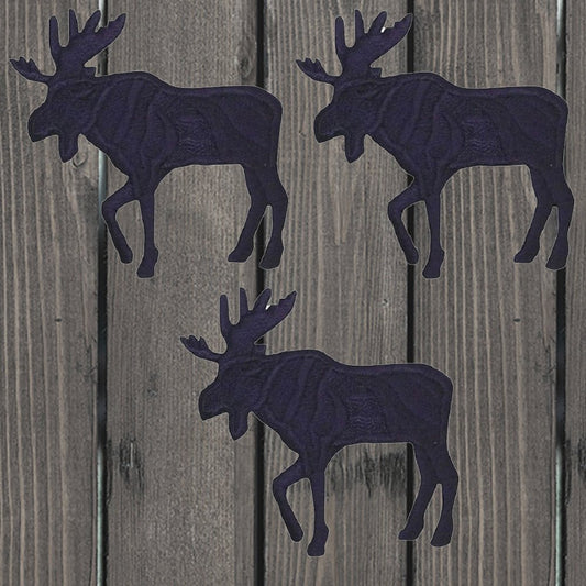 embroidered iron on sew on patch moose black left