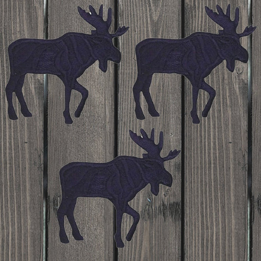 embroidered iron on sew on patch moose black right