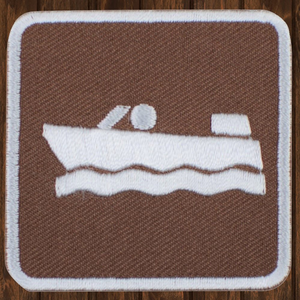 embroidered iron on sew on patch motor boat sign