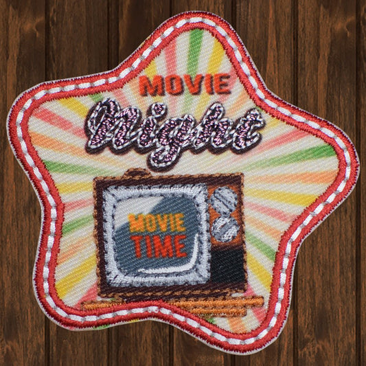 embroidered iron on sew on patch movie night