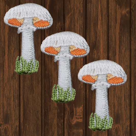 embroidered iron on sew on patch mushrooms toad stools