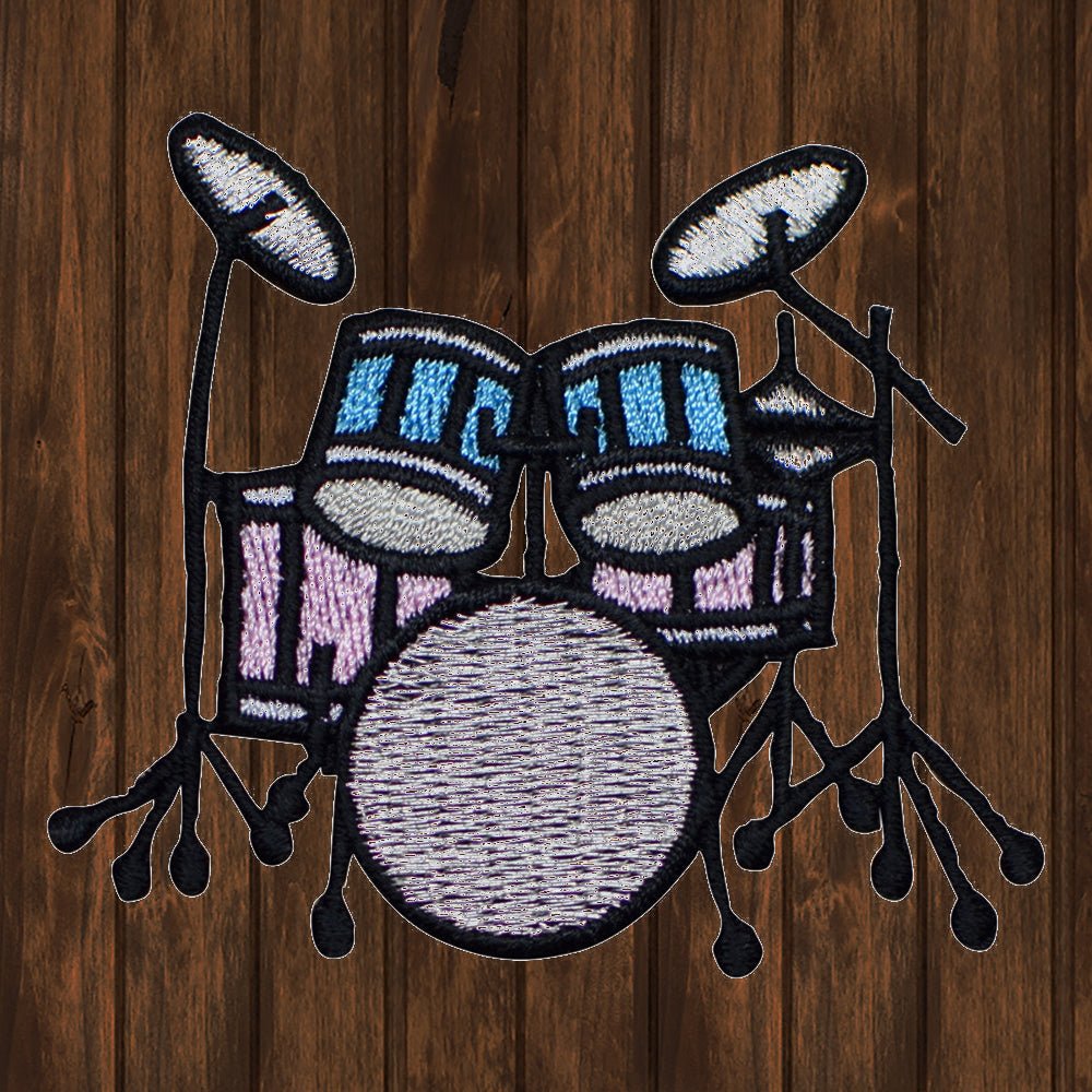 embroidered iron on sew on patch music drum set