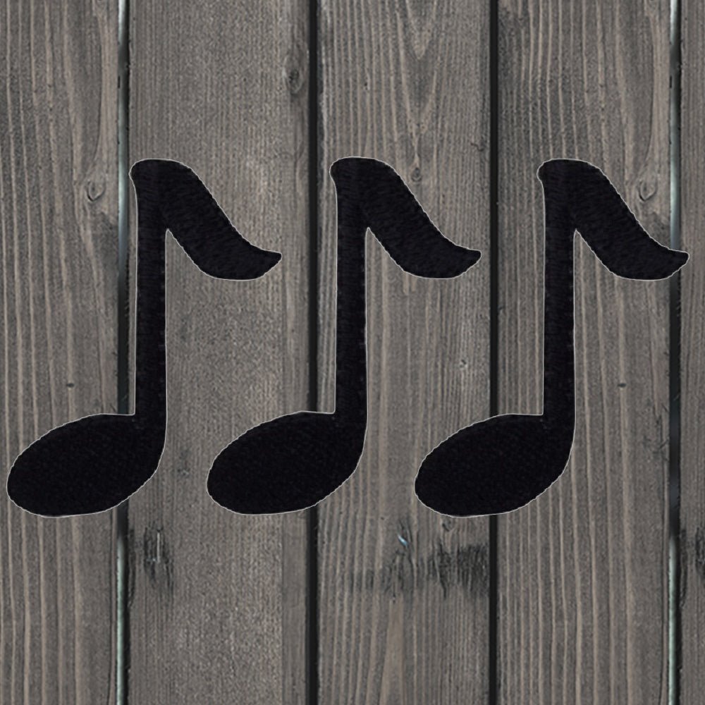 Black Quarter Note Embroidered Patch — 3-Pack — Iron On