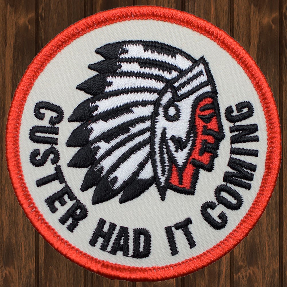 embroidered iron on sew on patch native america chief custer coming
