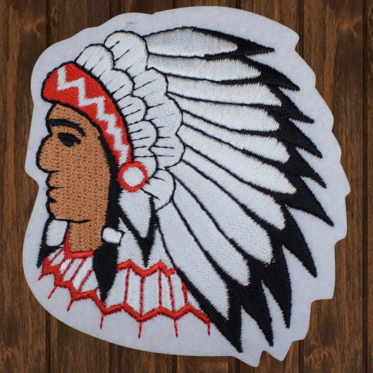 embroidered iron on sew on patch native american indian head