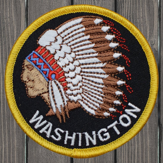 embroidered iron on sew on patch native american indian washington
