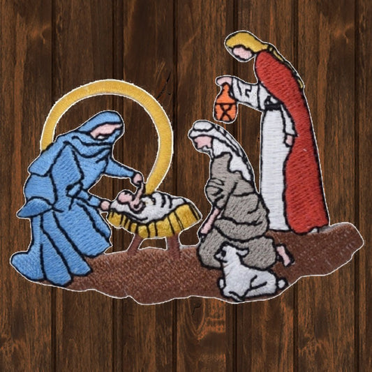 embroidered iron on sew on patch nativity scene