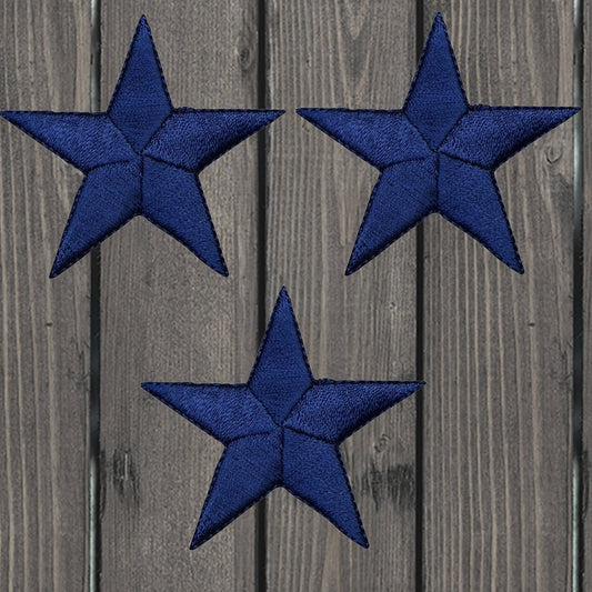 embroidered iron on sew on patch navy stars 3 pack