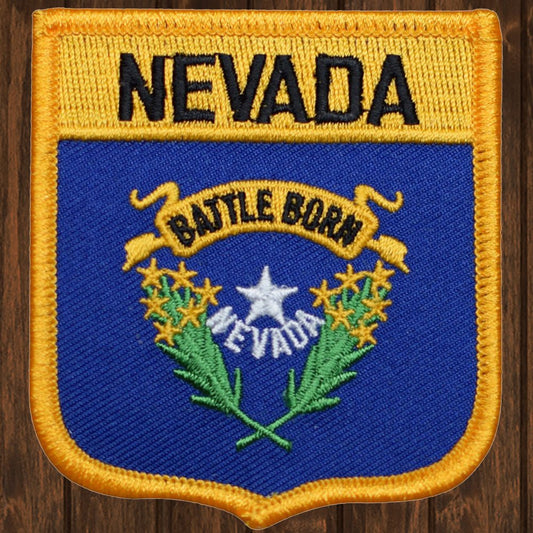 embroidered iron on sew on patch nevada shield