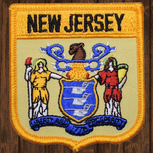 embroidered iron on sew on patch new jersey shield