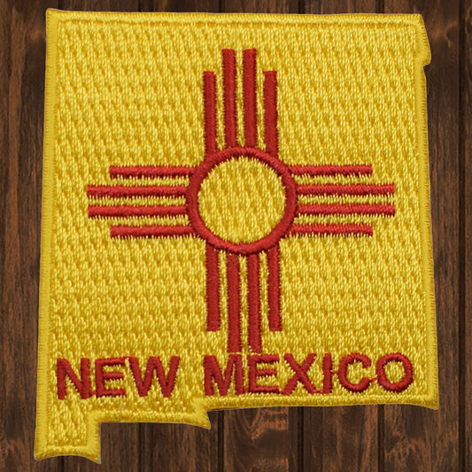 embroidered iron on sew on patch new mexico state shape