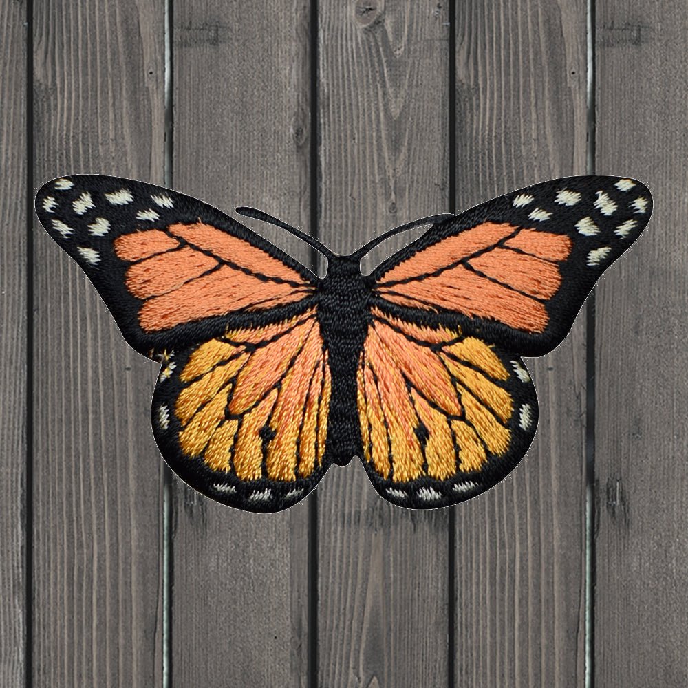 embroidered iron on sew on patch orange butterfly