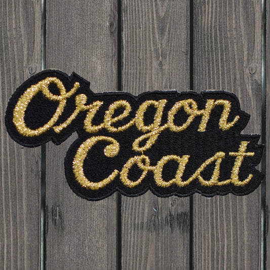embroidered iron on sew on patch oregon coast gold