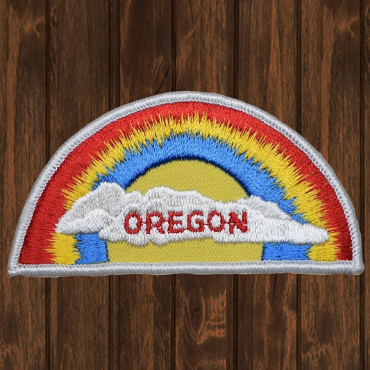 embroidered iron on sew on patch oregon rainbow