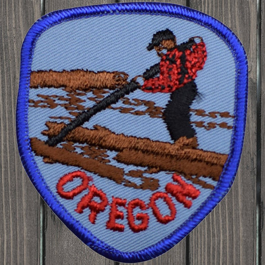embroidered iron on sew on patch oregon shield
