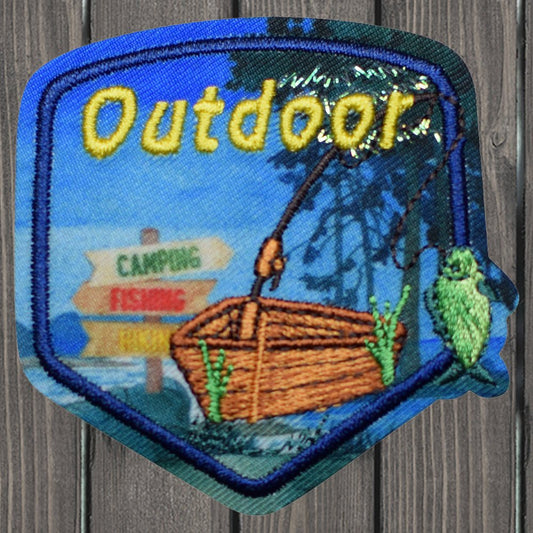 embroidered iron on sew on patch outdoor camping fishing hiking