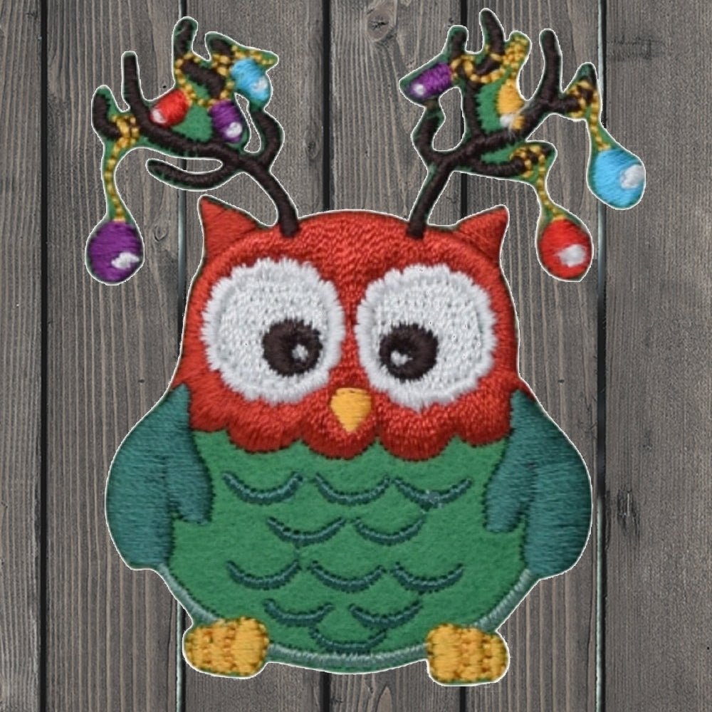 embroidered iron on sew on patch owl with ornaments
