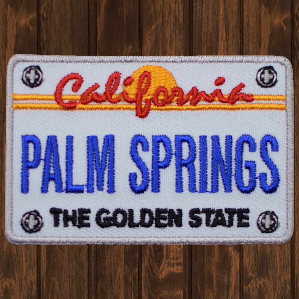 embroidered iron on sew on patch palm springs golden state